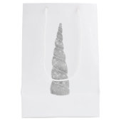 シルバースパークルユニコーン誕生日 ミディアムペーパーバッグ (裏面)