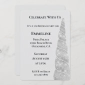 シルバースパークルユニコーン誕生日 招待状 (正面/裏面)