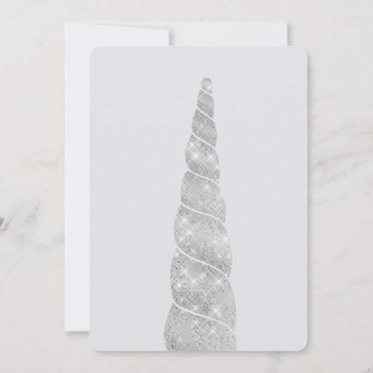 シルバースパークルユニコーン誕生日 招待状 (裏面)