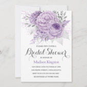 シルバースパークルラベンダーブライダルシャワー招待状 招待状 (正面)