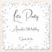 シルバースパークル完全にカスタマイズ可能パーティー ペーパーコースター (正面)