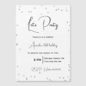 シルバースパークル完全にカスタマイズ可能パーティー マグネット招待状 (正面)