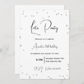 シルバースパークル完全にカスタマイズ可能パーティー 招待状 (正面/裏面)