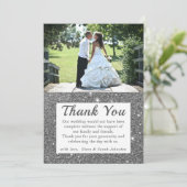 シルバースパークル結婚の写真サンキューカード 招待状 (スタンド正面)