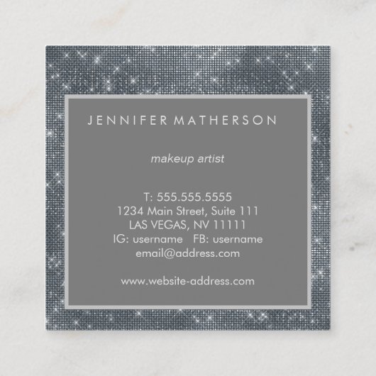 シルバースパークル美しいスタイリスト スクエア名刺 (裏面)