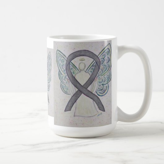シルバースパークル認識度リボンエンジェルアートマグ コーヒーマグカップ (右)