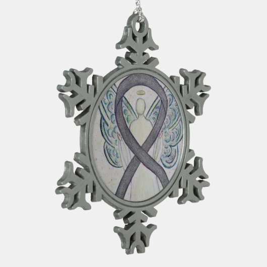 シルバースパークル認識度リボンエンジェルオーナメント スノーフレークピューターオーナメント (左)