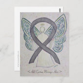 シルバースパークル認識度リボンエンジェルポストカード ポストカード (正面/裏面)