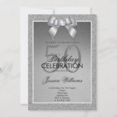 シルバースパークル&ジェムスタイリッシュ誕生日 招待状 (正面)