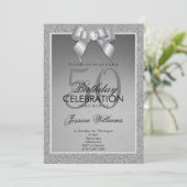 シルバースパークル&ジェムスタイリッシュ誕生日 招待状 (スタンド正面)