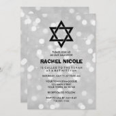 シルバースパークル《写真》ぼけ味バルミツワーとデビッドのスター 招待状 (正面/裏面)