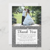 シルバースパークル 結婚式の写真 ありがとうカード 招待状 (正面)