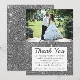 シルバースパークル 結婚式の写真 ありがとうカード 招待状