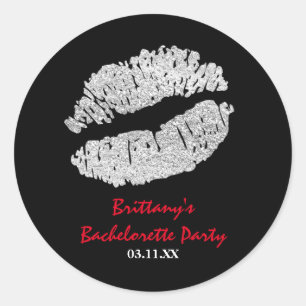 シルバースパーフェイククルリップキスパーティー好意ステッカー ラウンドシール