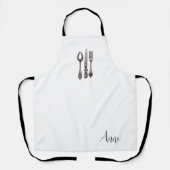 シルバースプーンナイフフォーク名ヴィンテージ業 エプロン (正面)