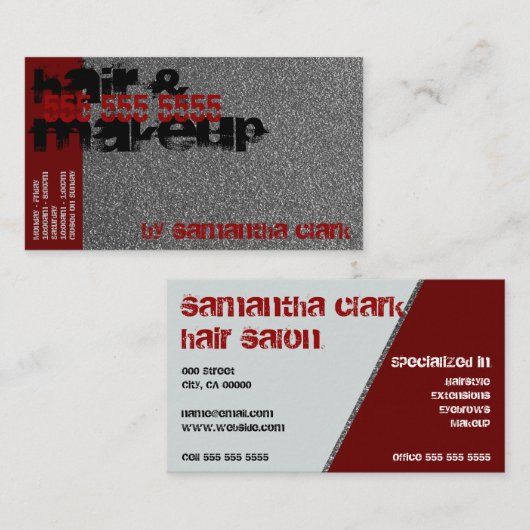 シルバースプ動揺してリンクルズスタイルレッドアンドブラック 名刺 (正面/裏面)