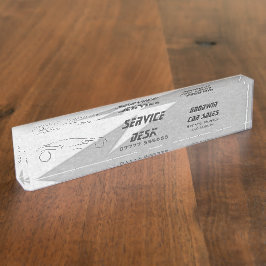 シルバースポーツカー、稲妻、ショールームサービスエリア デスクネームプレート