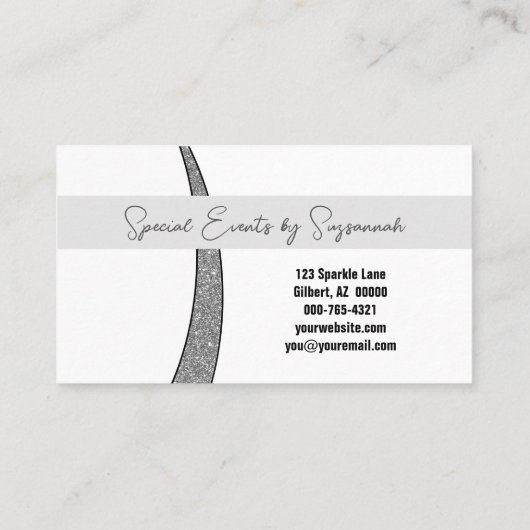 シルバースライバフェイクグリッタープロフェッショナル写真 名刺 (裏面)
