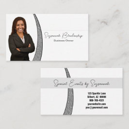 シルバースライバフェイクグリッタープロフェッショナル写真 名刺