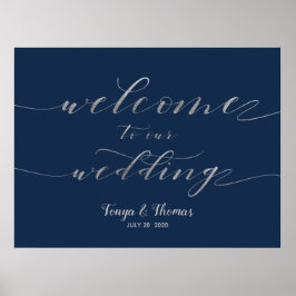 シルバースワッシュ結婚の書道の看板へようこそ ポスター
