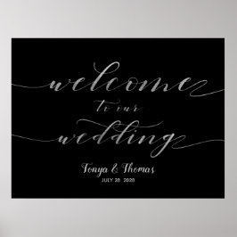 シルバースワッシュ結婚の書道の看板へようこそ ポスター