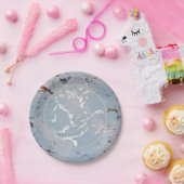 シルバースワールと青い紙プレート ペーパープレート (パーティー)