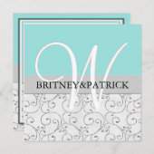 シルバースワールズブルー結婚式招待状 招待状 (正面/裏面)