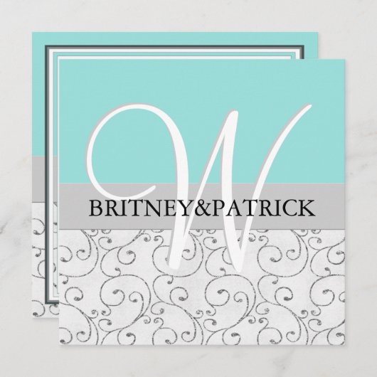 シルバースワールズブルー結婚式招待状 招待状 (正面/裏面)