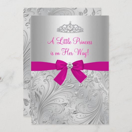 シルバースワールプリンセスベビーシャワー招待状 招待状 (正面/裏面)