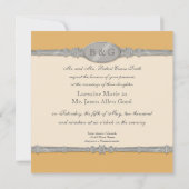 シルバースワールモアレ – 金ゴールドグレイ結婚ズ 招待状 (裏面)