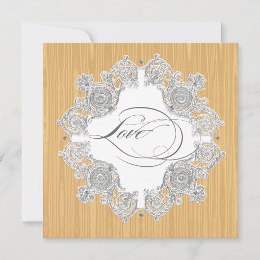 シルバースワールモアレ – 金ゴールドグレイ結婚ズ 招待状 (正面)