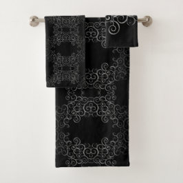 シルバースワール唐草風浴用タオルのセット バスタオルセット