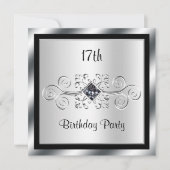 シルバースワール&ダイヤモンド17thバースデーパーティー 招待状 (正面)