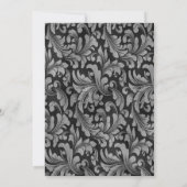 シルバースワール、女の子グリッタードレスブライダルシャワー 招待状 (裏面)