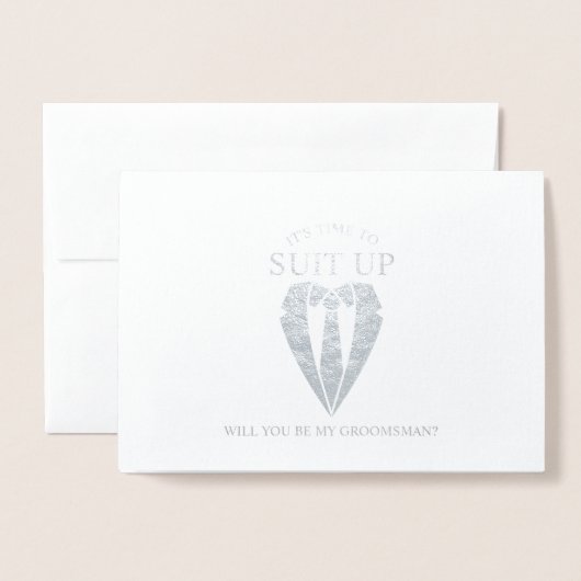 シルバースーツパーソナライズされたグロムスマン提案 箔カード (封筒付き正面)