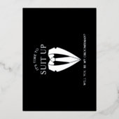 シルバースーツパーソナライズされたグロムスマン提案 箔招待状 (正面)