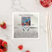 シルバーズ結婚アニバーサリーラブルレトロデザイン スタンダードカクテルナプキン (インサイチュ)