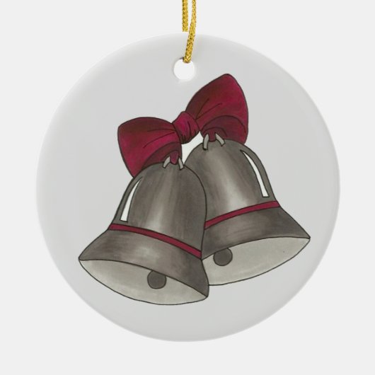 シルバーズ結婚ベルズアニバーサリー婚約パーティ セラミックオーナメント (正面)