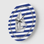 シルバーセイボートオンブ航海のルーストライプト ラージ壁時計 (傾斜)