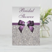 シルバーセクフェイクシンパープルボウブライダルシャワー 招待状 (スタンド正面)