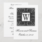 シルバーセモノグラムのルト結婚式招待状 招待状 (正面/裏面)