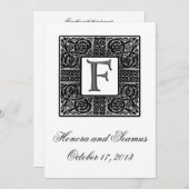 シルバーセモノグラムのルト結婚式招待状 招待状 (正面/裏面)