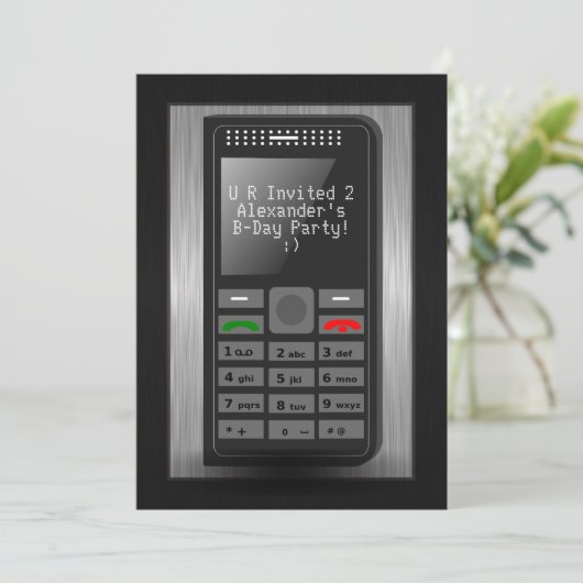 シルバーセル10代の電話の誕生日パーティーの招待 招待状 (スタンド正面)