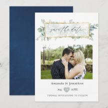 シルバーセージとネイビーユーカリの幾何学的な結婚式