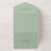 シルバーセージグリーン金ゴールド結婚フローラ オールインワン招待状 (外側)