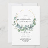 シルバーセージユーカリお祝いの写真 招待状 (正面)