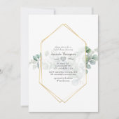 シルバーセージユーカリプトゥス幾何学ブライダルシャワー 招待状 (正面)