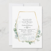 シルバーセージユーカリプトゥス幾何学リハーサルディナー 招待状 (正面)