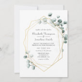 シルバーセージユーカリ幾何結婚物の 招待状 (正面)