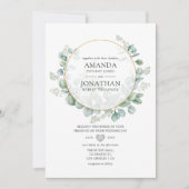 シルバーセージユーカリ幾何結婚物の 招待状 (正面)